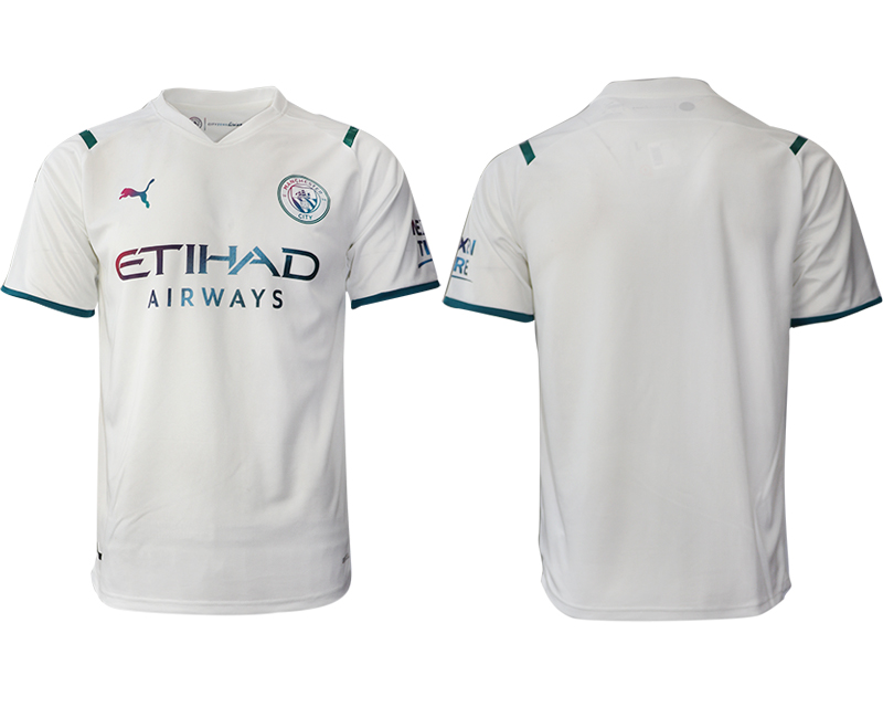 Men 2021-2022 Club Manchester city away aaa version white blank Soccer Jersey->manchester city jersey->Soccer Club Jersey